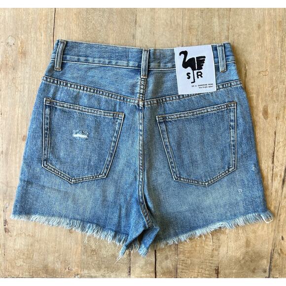 Sandrine Rose Free People Women's Distressed Frayed Hem Denim Shorts : Size 26 - Picture 2 of 5